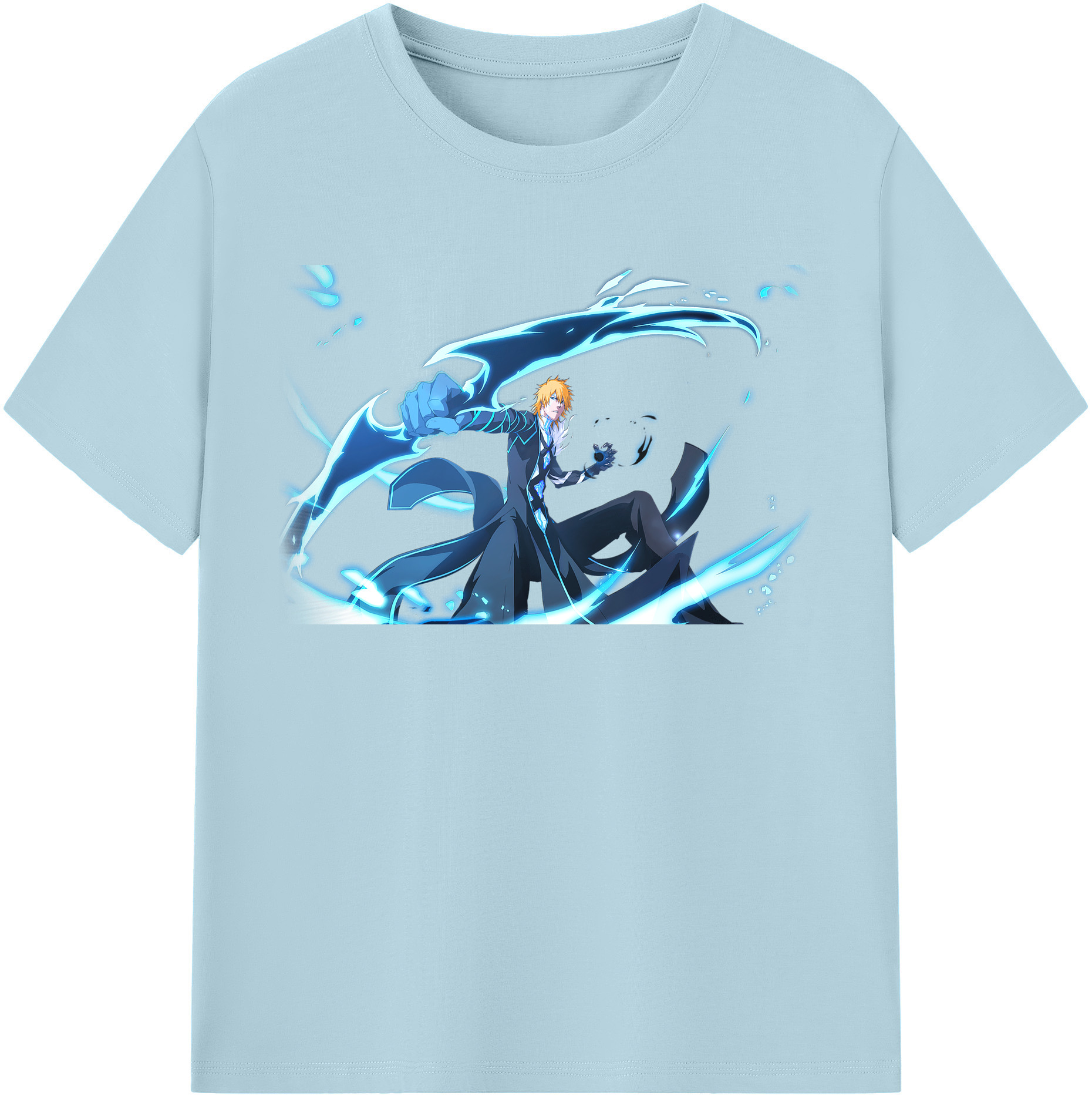 （画像用） ブリーチ 黒崎一護（くろさき いちご）BLEACH Kurosaki Ichigo 綿100％半袖Tシャツ（フロントプリント）